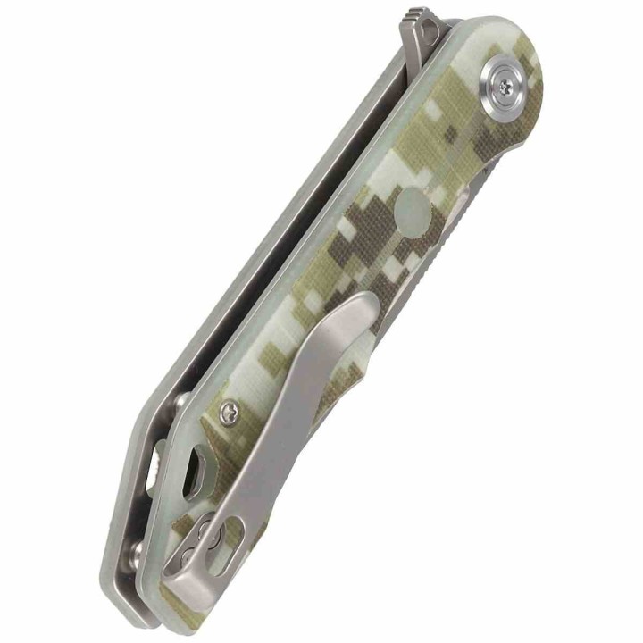 Couteau Kubey MIZO Camo Manche G10 Lame Acier AUS-10 Bead Blast IKBS Linelock Clip KUB312E - Livraison Gratuite