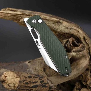Couteau CJRB Ekko Green Lame Sheepsfoot Acier AR-RPM9 Manche Micarta IKBS Button Lock Clip J1929BMGN  - Livraison Gratuite