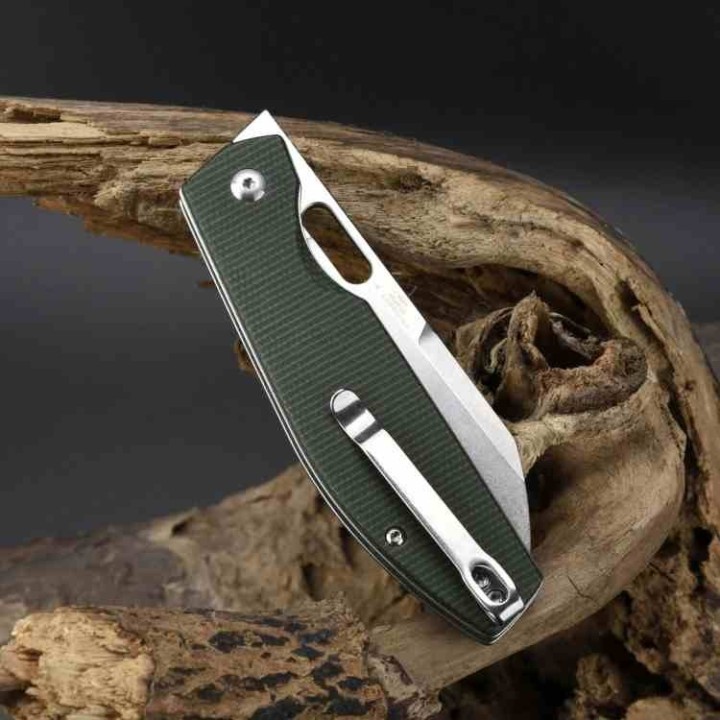 Couteau CJRB Ekko Green Lame Sheepsfoot Acier AR-RPM9 Manche Micarta IKBS Button Lock Clip J1929BMGN  - Livraison Gratuite