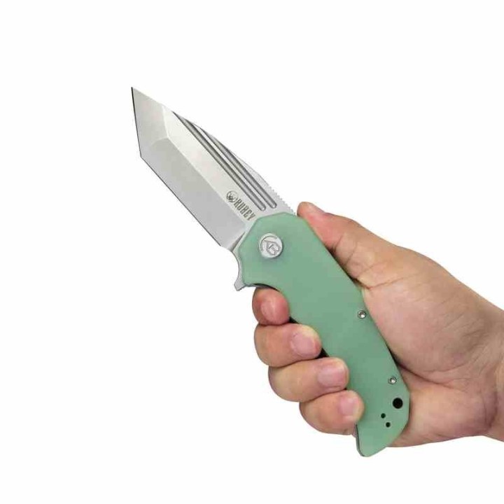 Couteau Kubey Bravo One Jade Manche G10 Lame Acier AUS-10 Bead Blast IKBS Linelock Clip KUB318D - Livraison Gratuite