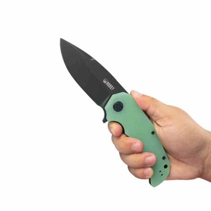 Couteau Kubey Bravo One Jade Manche G10 Lame Acier AUS-10 Blackwash IKBS Linelock Clip KUB319C - Livraison Gratuite