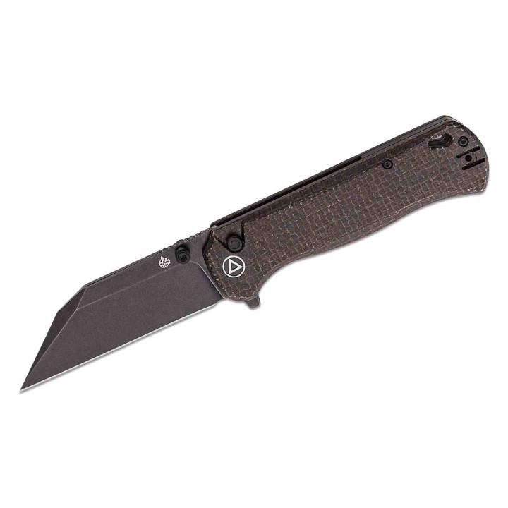 Couteau QSP Swordfish Brown Lame Wharncliffe Acier 14C28N Manche Micarta IKBS Button Lock Clip QS149C2 - Livraison Gratuite