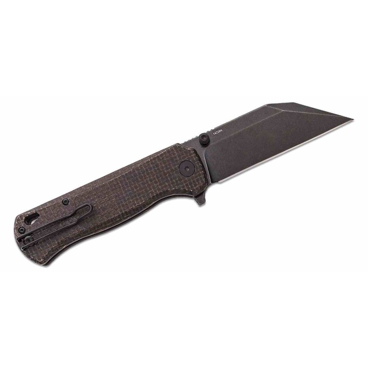 Couteau QSP Swordfish Brown Lame Wharncliffe Acier 14C28N Manche Micarta IKBS Button Lock Clip QS149C2 - Livraison Gratuite
