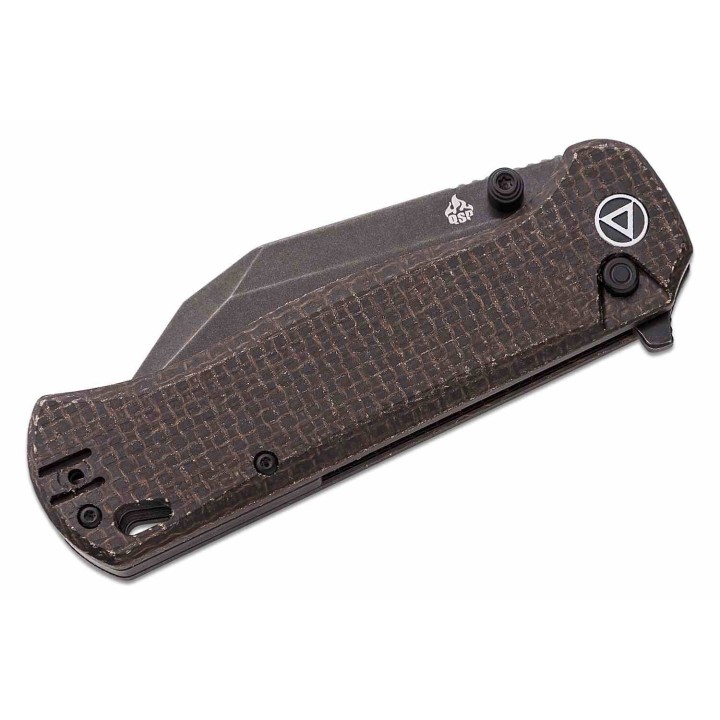 Couteau QSP Swordfish Brown Lame Wharncliffe Acier 14C28N Manche Micarta IKBS Button Lock Clip QS149C2 - Livraison Gratuite