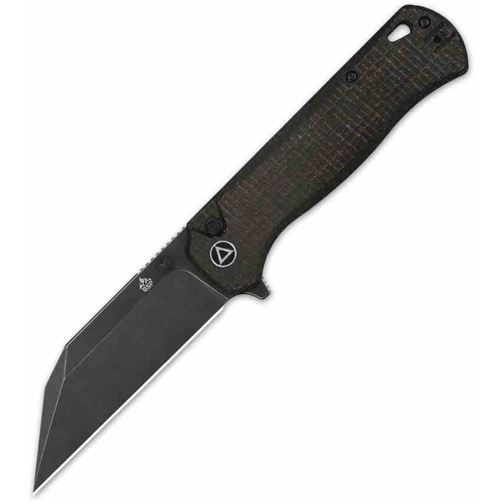 Couteau QSP Swordfish Brown Lame Wharncliffe Acier 14C28N Manche Micarta IKBS Button Lock Clip QS149C2 - Livraison Gratuite