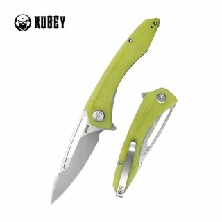 Couteau Kubey Merced Yellow Manche G10 Lame Acier AUS-10 Bead Blast IKBS Linelock Clip KUB345H - Livraison Gratuite