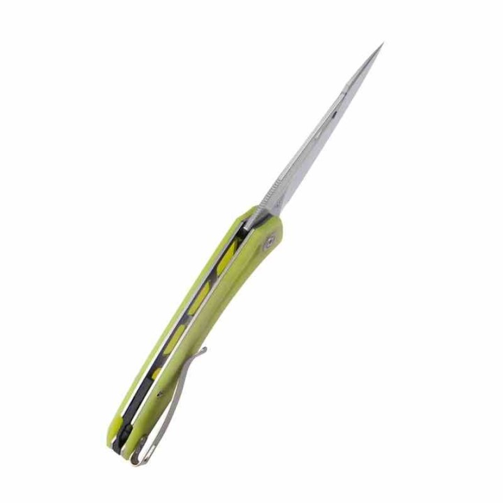 Couteau Kubey Merced Yellow Manche G10 Lame Acier AUS-10 Bead Blast IKBS Linelock Clip KUB345H - Livraison Gratuite
