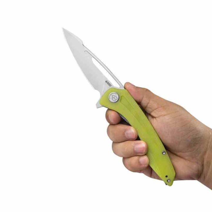 Couteau Kubey Merced Yellow Manche G10 Lame Acier AUS-10 Bead Blast IKBS Linelock Clip KUB345H - Livraison Gratuite