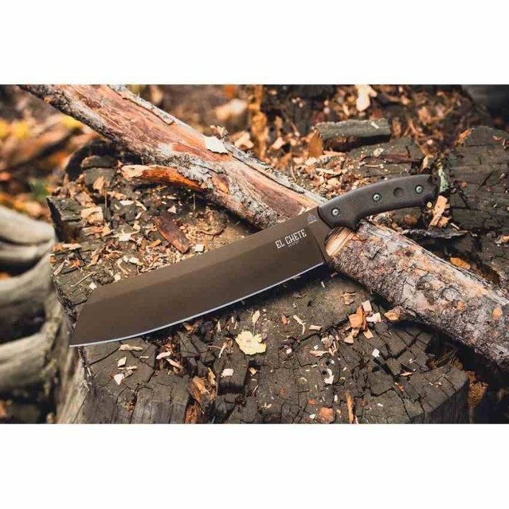 Machette TOPS Knives El Chete Midnight Bronze Lame Carbone 1095 Manche Micarta Etui Kydex USA TPELCH03 - Livraison Gratuite