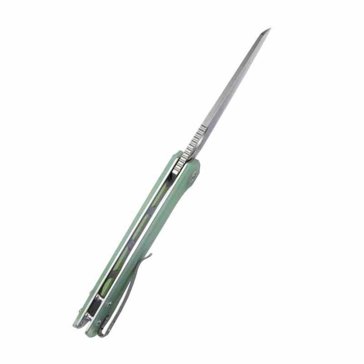 Couteau Kubey Elang Jade Manche G10 Lame Acier AUS-10 Bead Blasted IKBS Linelock Clip KUB365C - Livraison Gratuite