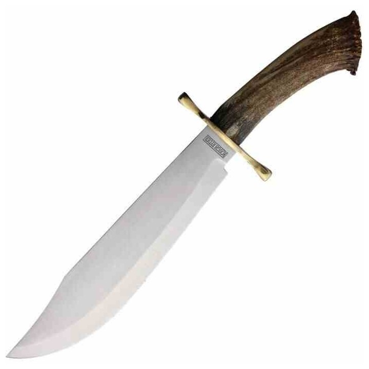 ﻿Couteau Bowie Davy Crockett Rough Ryder Crown Stag Lame Acier Inox Manche Bois de Cerf Etui Cuir RR2590 - Livraison Gratuite
