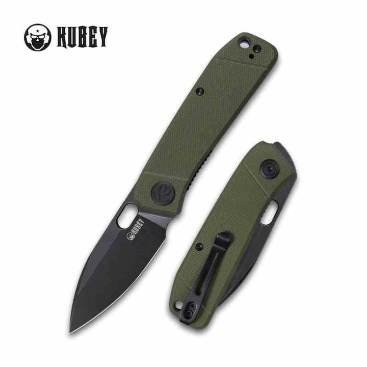 Couteau Kubey Hyde Od Green Manche G10 Lame Acier Sandvik 14C28N Darkwashed IKBS Linelock Clip KUB2104B - Livraison Gratuite