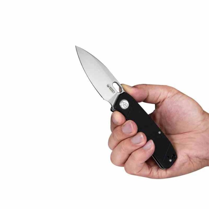 Couteau Kubey Hyde Black Manche G10 Lame Acier Sandvik 14C28N Bead Blasted IKBS Linelock Clip KUB2104A - Livraison Gratuite