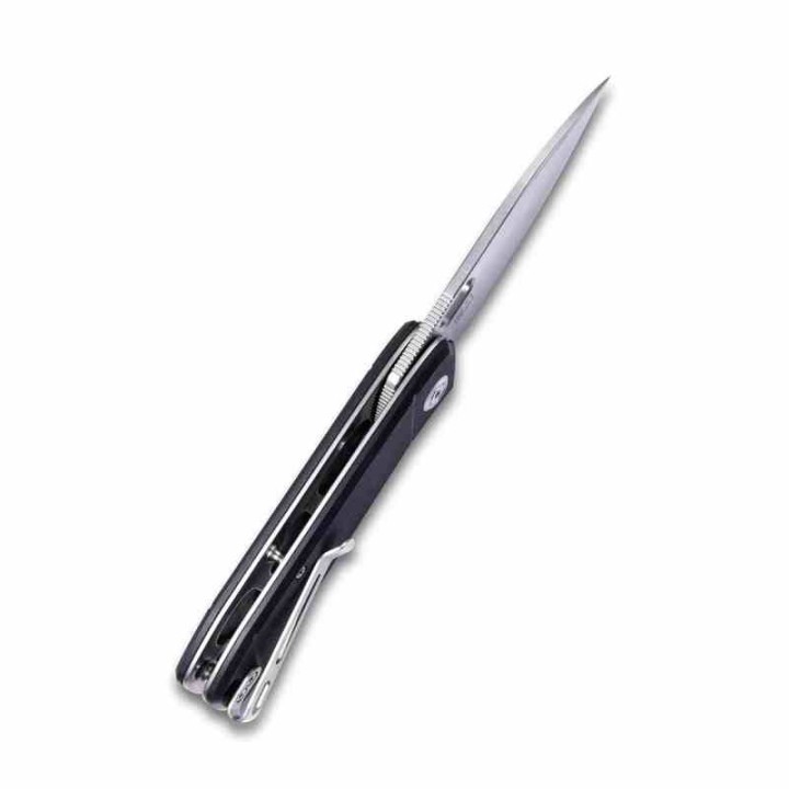Couteau Kubey Hyde Black Manche G10 Lame Acier Sandvik 14C28N Bead Blasted IKBS Linelock Clip KUB2104A - Livraison Gratuite