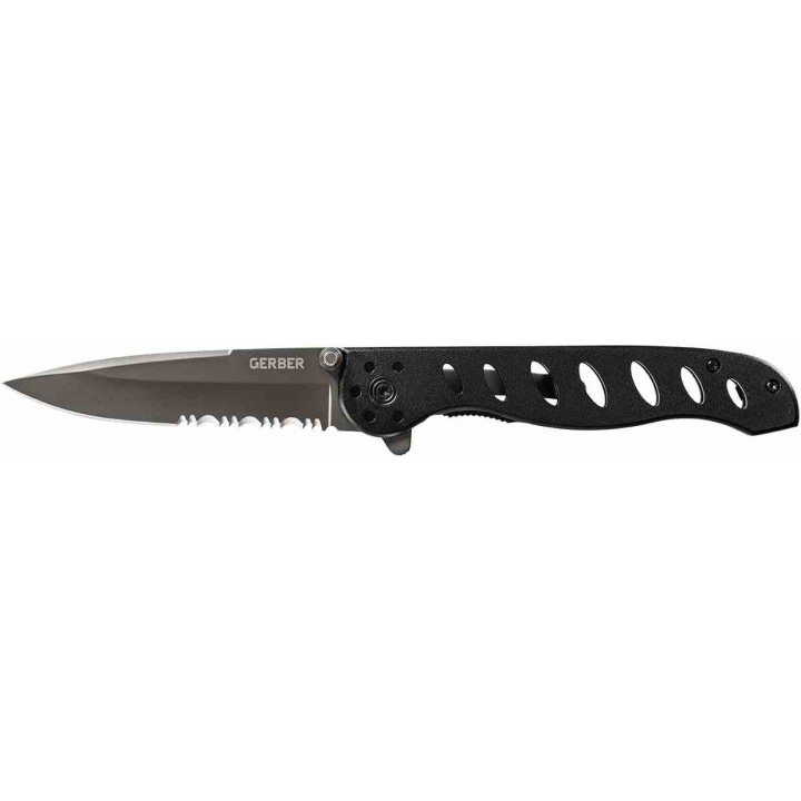 Couteau Gerber Evo Black Lame Serrated Acier 7Cr17MoV Manche Aluminium Linerlock Clip G41432 - Livraison Gratuite