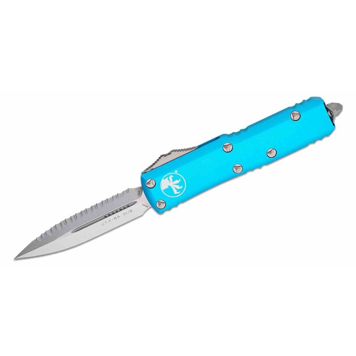 Couteau Microtech 232-12TQ UTX-85 AUTO OTF Lame Double Edge Acier Premium Manche Turquoise USA MCT23212TQ - Livraison Gratuite