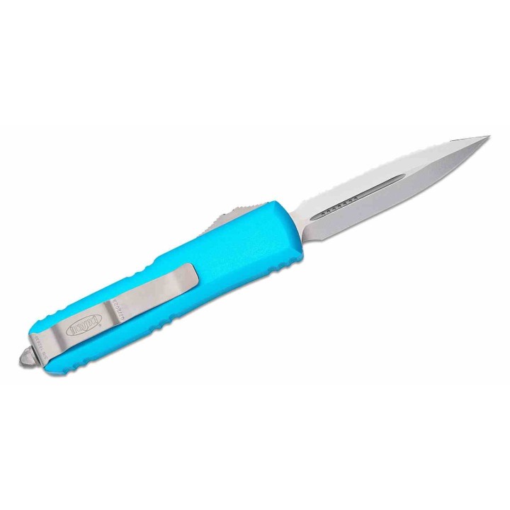 Couteau Microtech 232-12TQ UTX-85 AUTO OTF Lame Double Edge Acier Premium Manche Turquoise USA MCT23212TQ - Livraison Gratuite