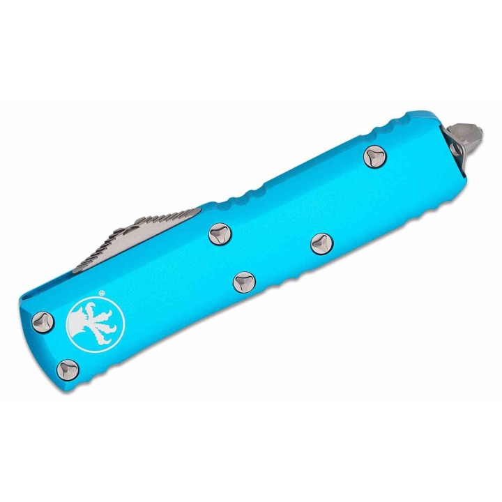 Couteau Microtech 232-12TQ UTX-85 AUTO OTF Lame Double Edge Acier Premium Manche Turquoise USA MCT23212TQ - Livraison Gratuite