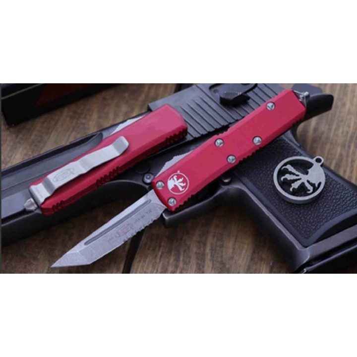 Couteau Microtech 233-11RD UTX-85 AUTO OTF Lame Tanto Serrated Acier Premium Red Made USA MCT23311RD - Livraison Gratuite