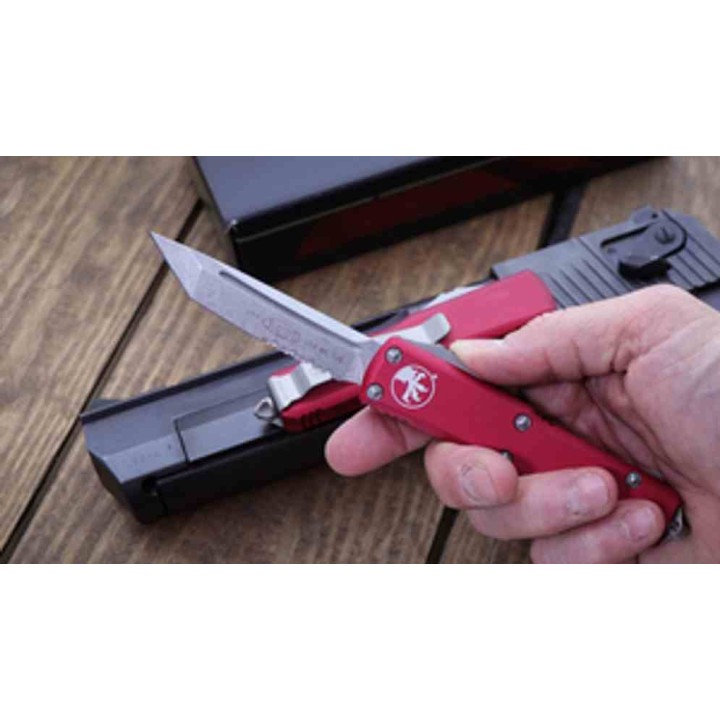 Couteau Microtech 233-11RD UTX-85 AUTO OTF Lame Tanto Serrated Acier Premium Red Made USA MCT23311RD - Livraison Gratuite