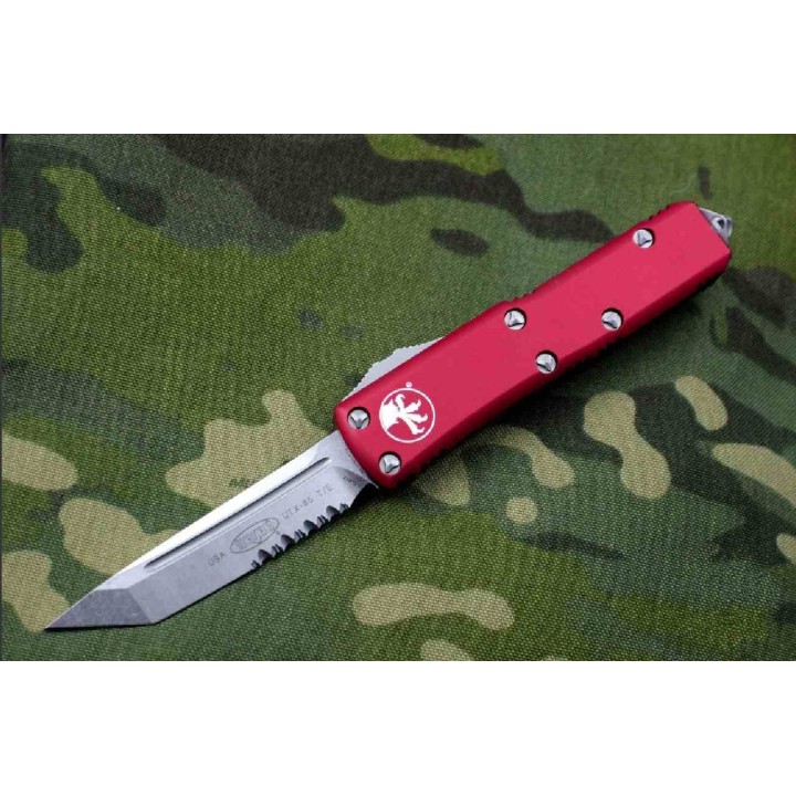 Couteau Microtech 233-11RD UTX-85 AUTO OTF Lame Tanto Serrated Acier Premium Red Made USA MCT23311RD - Livraison Gratuite