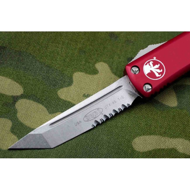 Couteau Microtech 233-11RD UTX-85 AUTO OTF Lame Tanto Serrated Acier Premium Red Made USA MCT23311RD - Livraison Gratuite