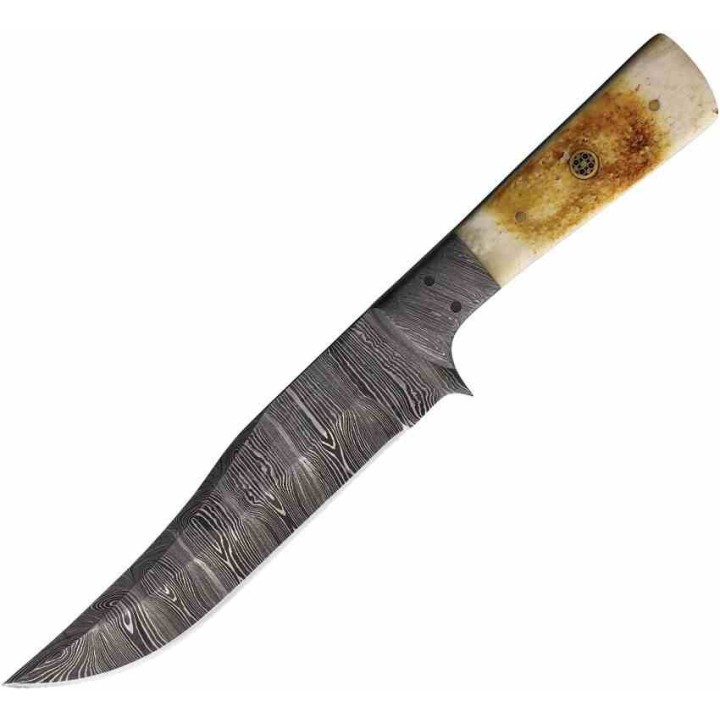 Couteau de Chasse Damas Lame 256 Couches Manche Os Mitres Damas Etui Cuir FH Knives FHK1352 - Livraison Gratuite
