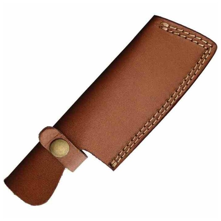 Couteau Couperet Damas Lame 256 Couches Manche Bois Etui Cuir FH Knives FHK1527 - Livraison Gratuite