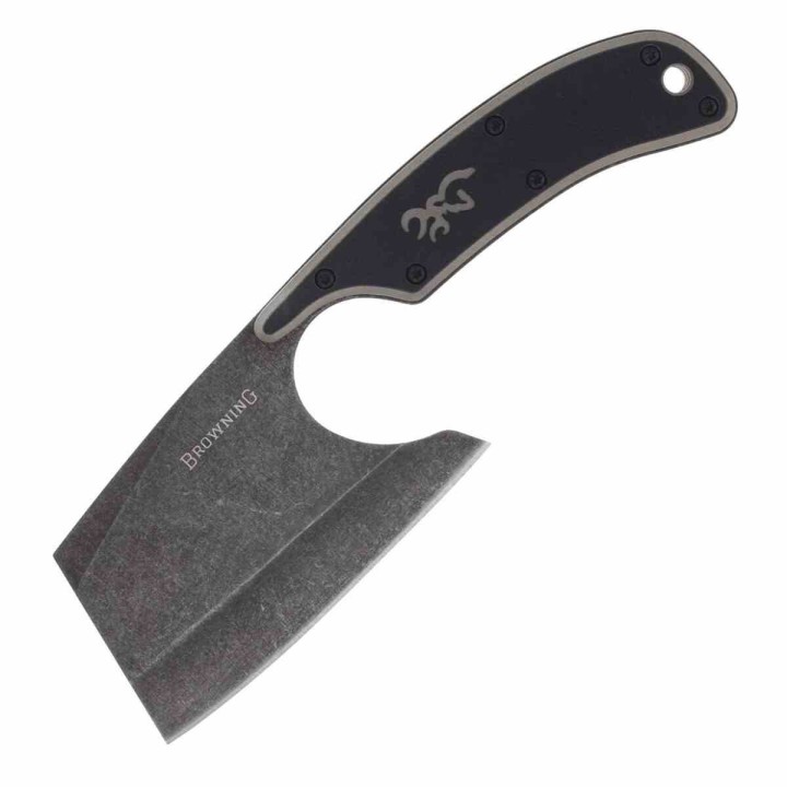 Couteau Couperet Browning Cutoff Camp Cleaver Lame Acier 9Cr14MoV Blackwash Manche Black/Tan G10 BR0322B - Livraison Gratuite