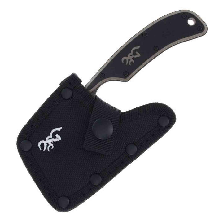 Couteau Couperet Browning Cutoff Camp Cleaver Lame Acier 9Cr14MoV Blackwash Manche Black/Tan G10 BR0322B - Livraison Gratuite