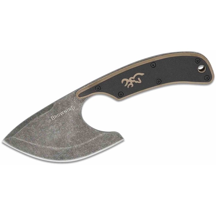 Couteau Couperet Browning Cutoff Camp Skinner Lame Acier 9Cr14MoV Blackwash Manche Black/Tan G10 BR0323B - Livraison Gratuite