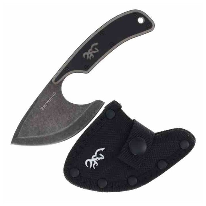 Couteau Couperet Browning Cutoff Camp Skinner Lame Acier 9Cr14MoV Blackwash Manche Black/Tan G10 BR0323B - Livraison Gratuite