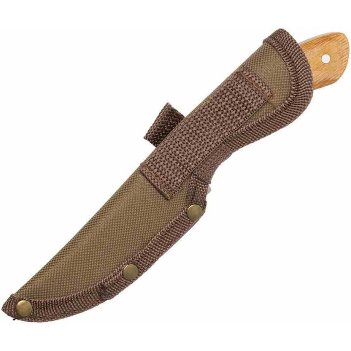 Couteau Browning Skinner Manche Bois Lame Acier 440 Etui Nylon BR0493 - Livraison Gratuite