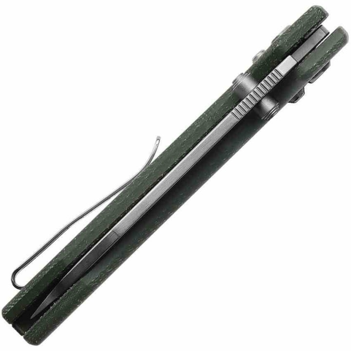 Couteau Vosteed Raccoon Green Lame Acier Sandvik 14C28N Satin Manche G10 IKBS Clip VOSRCCBVTMN - Livraison Gratuite