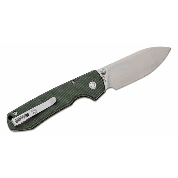 Couteau Vosteed Raccoon Green Lame Acier Sandvik 14C28N Satin Manche G10 IKBS Clip VOSRCCBVTMN - Livraison Gratuite