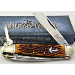 Couteau de Marin Démanilleur Manche Os Rough Rider Marlin Spike Amber Jigged Bone RR535 - Livraison Gratuite