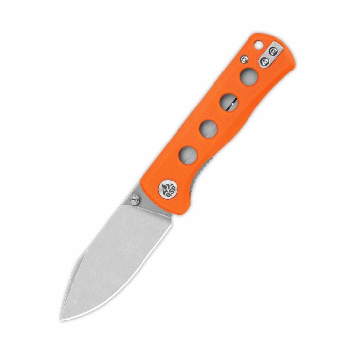 Couteau QSP Canary Orange Folder Lame Acier 14C28N Stonewash Manche G10 Handle IKBS Linerlock Clip QS150B1 - Livraison Gratuite