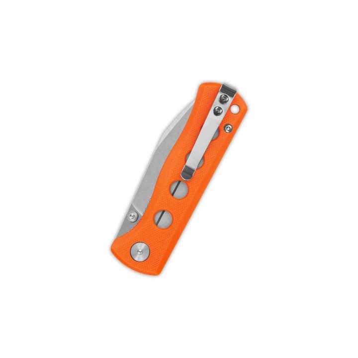Couteau QSP Canary Orange Folder Lame Acier 14C28N Stonewash Manche G10 Handle IKBS Linerlock Clip QS150B1 - Livraison Gratuite