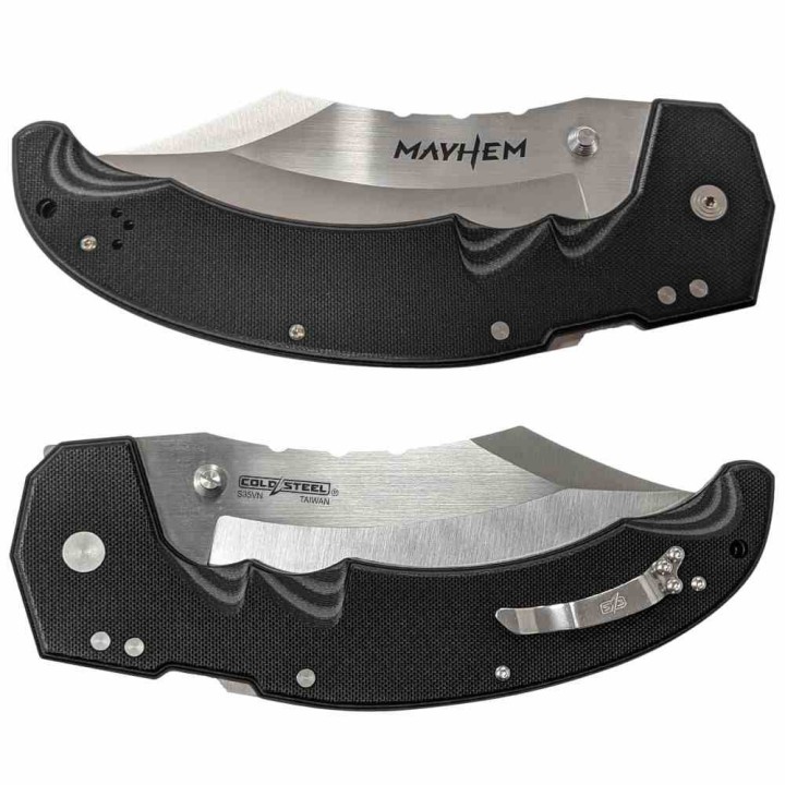 Couteau Cold Steel Mayhem ATLAS Lock Lame Acier AUS-10A Cleaver Manche Black/Gray G10 Clip CSFL60DPLM - Livraison Gratuite