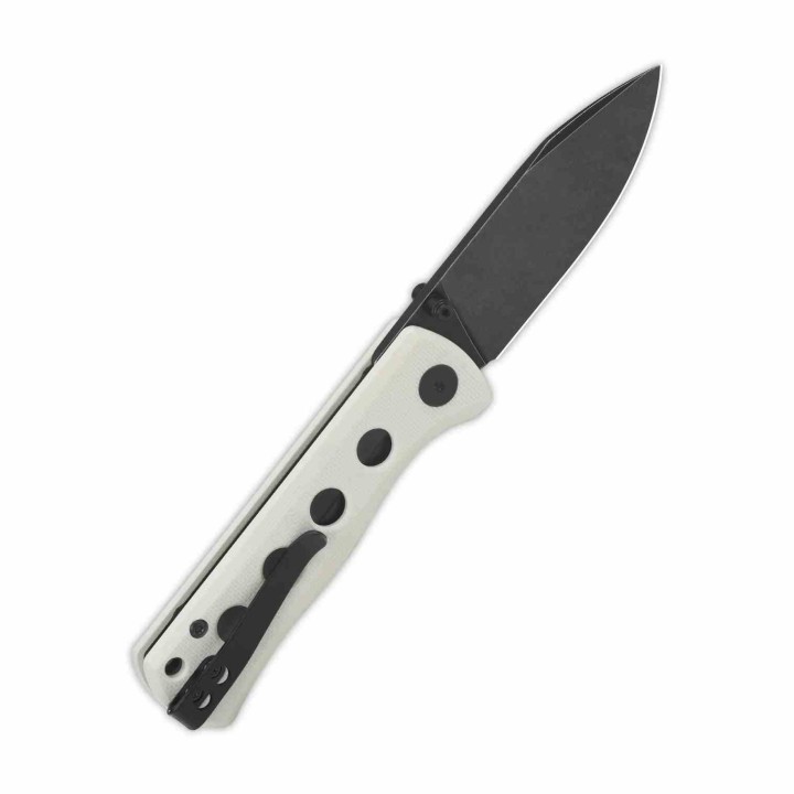 Couteau QSP Canary White Folder Lame Acier 14C28N Blackwash Manche G10 IKBS Linerlock Clip QS150G2 - Livraison Gratuite