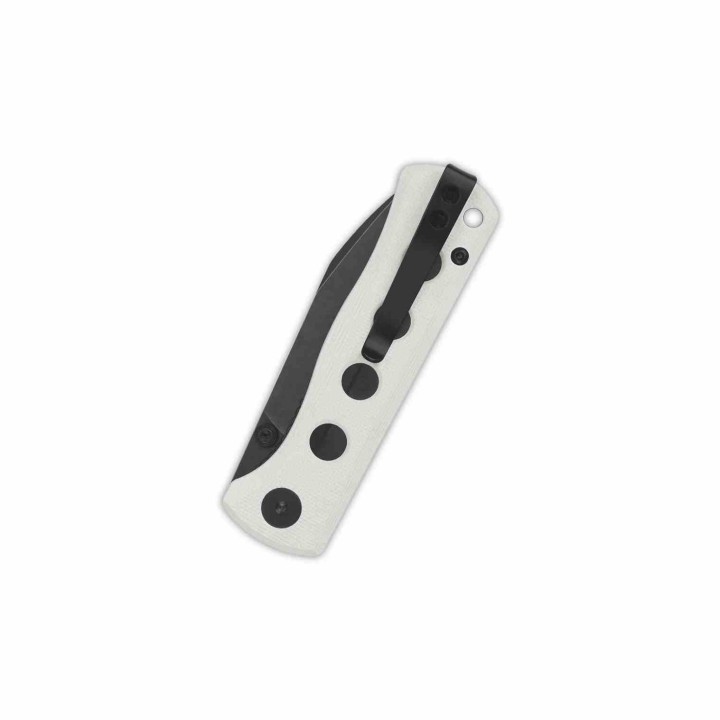 Couteau QSP Canary White Folder Lame Acier 14C28N Blackwash Manche G10 IKBS Linerlock Clip QS150G2 - Livraison Gratuite