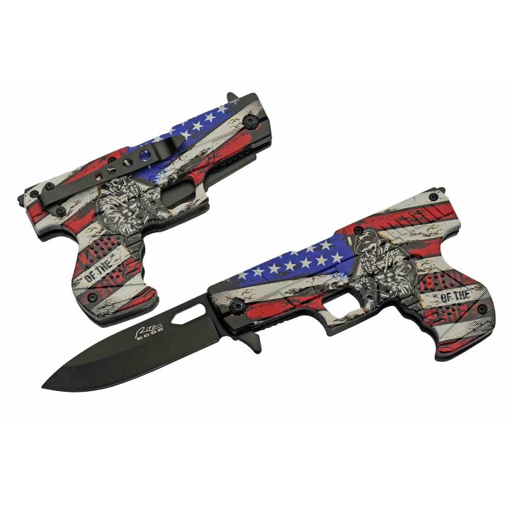 Couteau Rite Edge Gun A/O Freedom Lame Acier Inox Manche ABS Linerlock CN300227LF - Livraison Gratuite