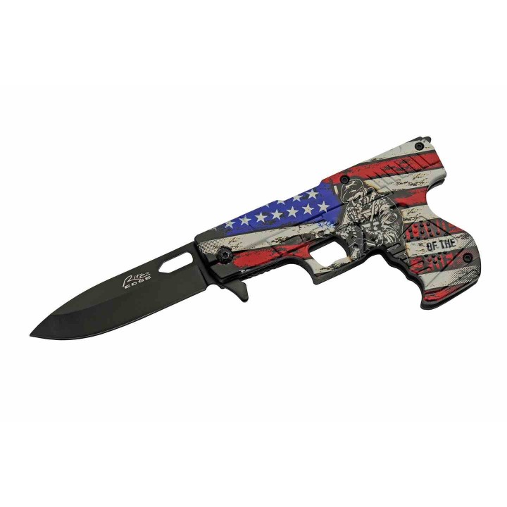 Couteau Rite Edge Gun A/O Freedom Lame Acier Inox Manche ABS Linerlock CN300227LF - Livraison Gratuite