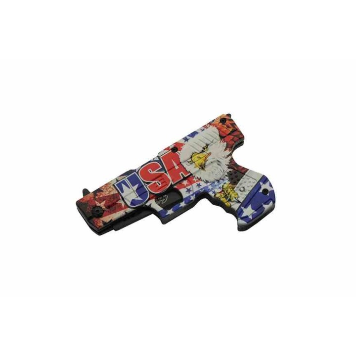 Couteau Rite Edge Gun A/O USA/Eagle Lame Acier Inox Manche ABS Linerlock CN300227EG - Livraison Gratuite