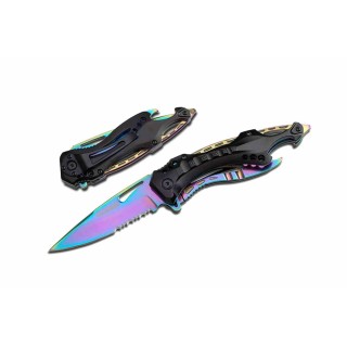 Couteau Tac Force Rainbow Multi Fonctions A/O Lame Acier Inox Manche Black Alum Linerlock TF705RB - Livraison Gratuite