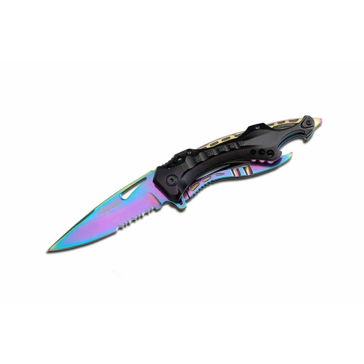 Couteau Tac Force Rainbow Multi Fonctions A/O Lame Acier Inox Manche Black Alum Linerlock TF705RB - Livraison Gratuite