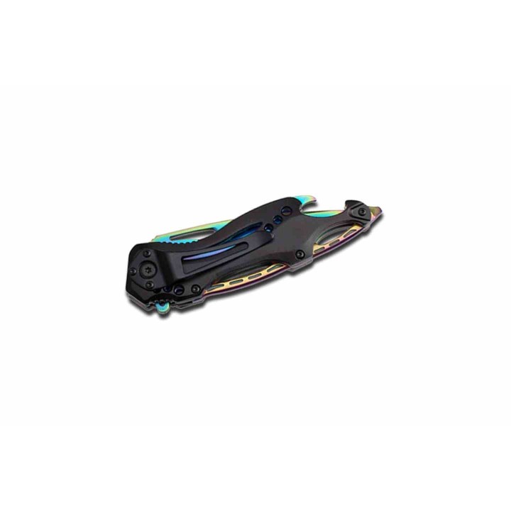 Couteau Tac Force Rainbow Multi Fonctions A/O Lame Acier Inox Manche Black Alum Linerlock TF705RB - Livraison Gratuite