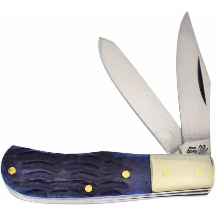 F14100BLPB Lot de 3 Couteau Frost Cutlery Jim Bowie Trapper Blue Pk Manche Os Lames Acier Inox - Livraison Gratuite