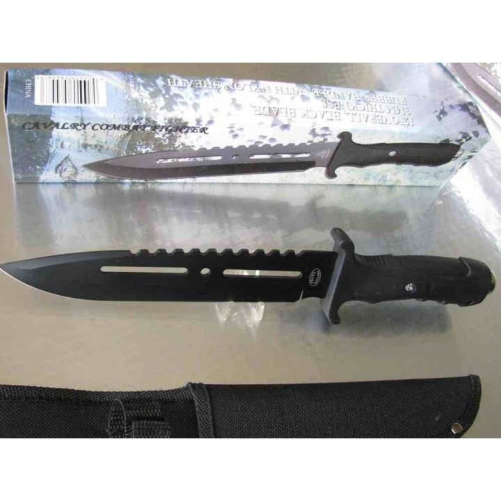 F18409BB Lot de 3 Couteau Frost Cutlery Cavalry Combat Bowie Lame Acier Inox Manche ABS Etui Nylon - Livraison Gratuite 