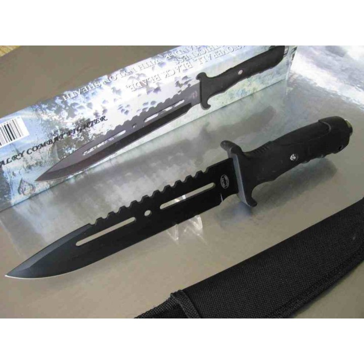 F18409BB Lot de 3 Couteau Frost Cutlery Cavalry Combat Bowie Lame Acier Inox Manche ABS Etui Nylon - Livraison Gratuite 